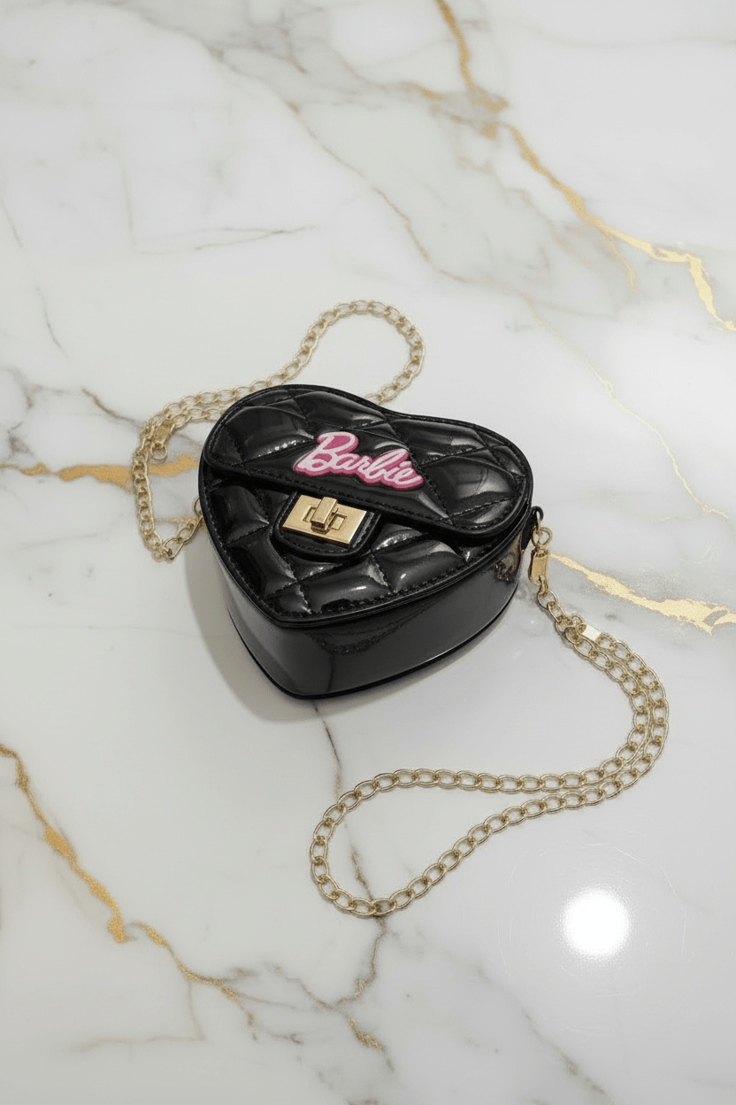 Black heart bag - side angle