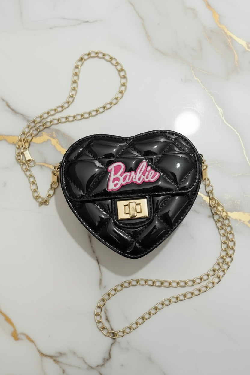 Black heart bag - top view