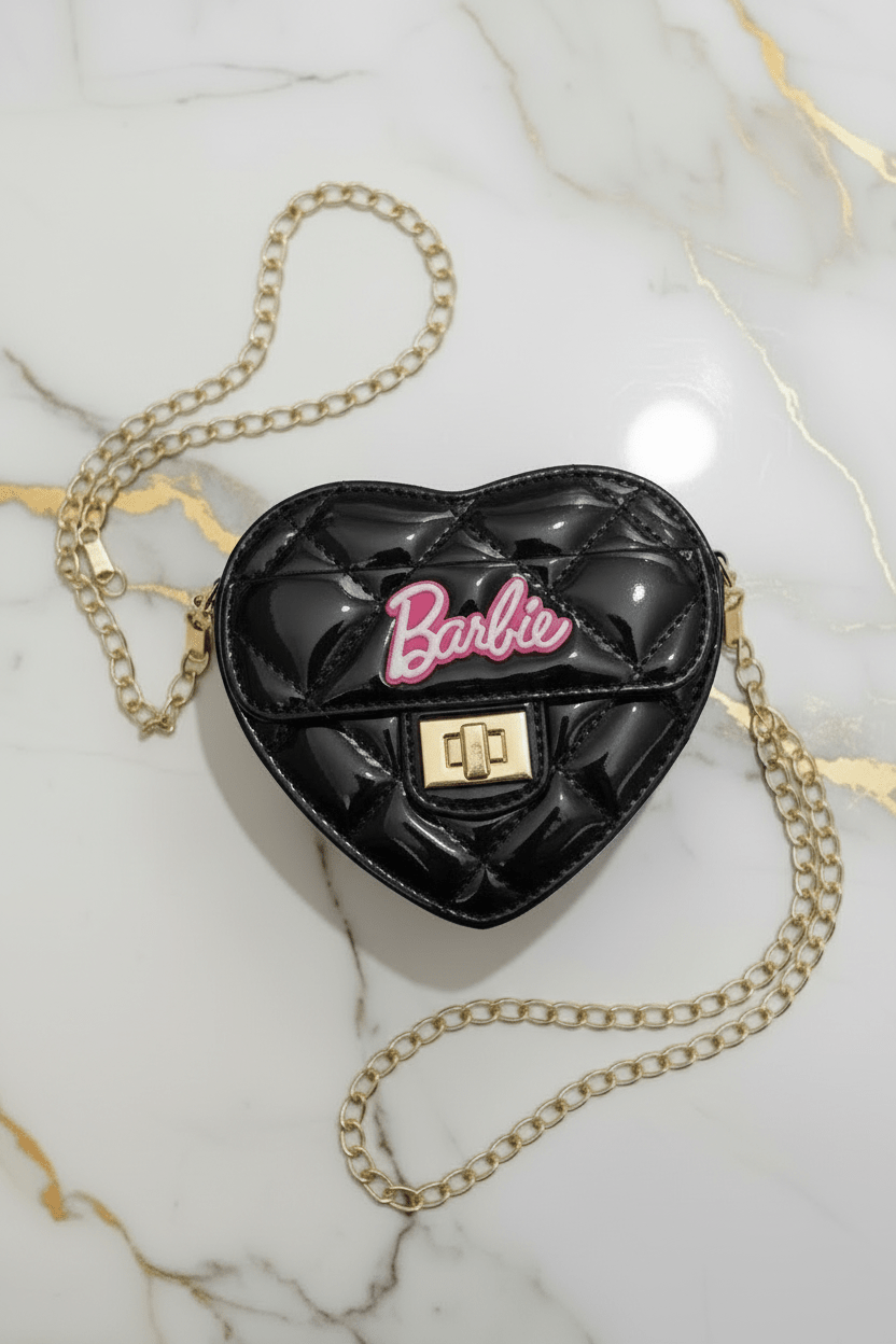 Black heart bag - top view