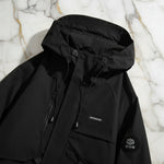 Black jacket hood detail