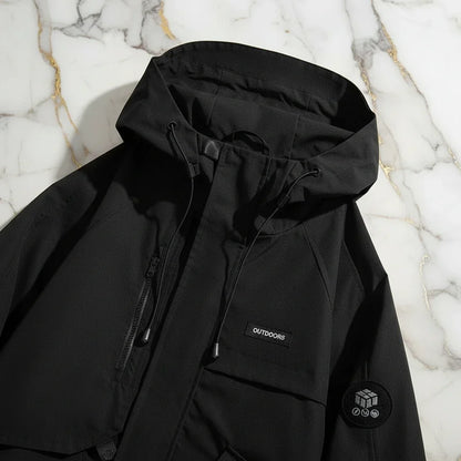 Black jacket hood detail