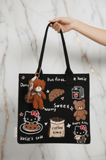 Black Katie's Cafe Bag in Hand - Marble Background