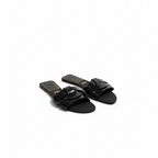 Flats Cow Black Leather Sandals