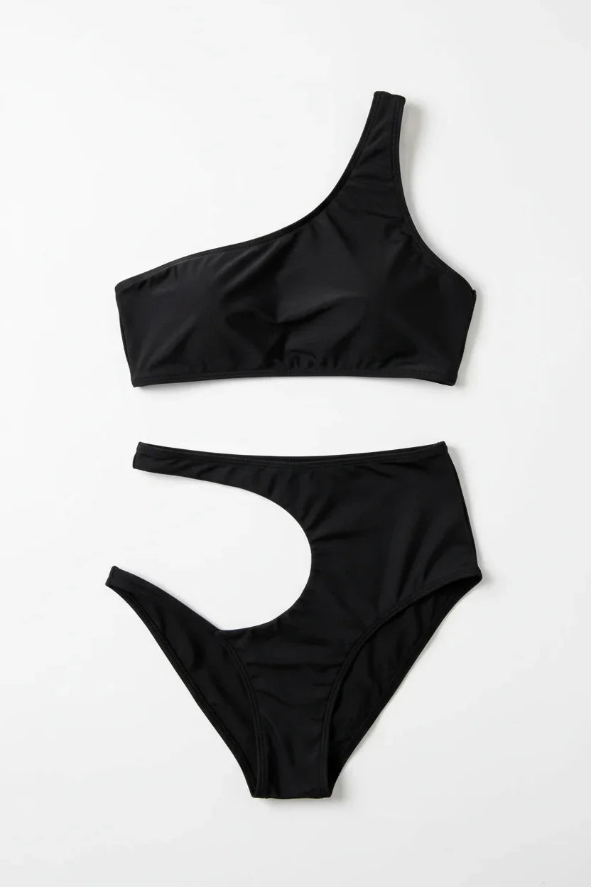 Black swimsuit overhead view