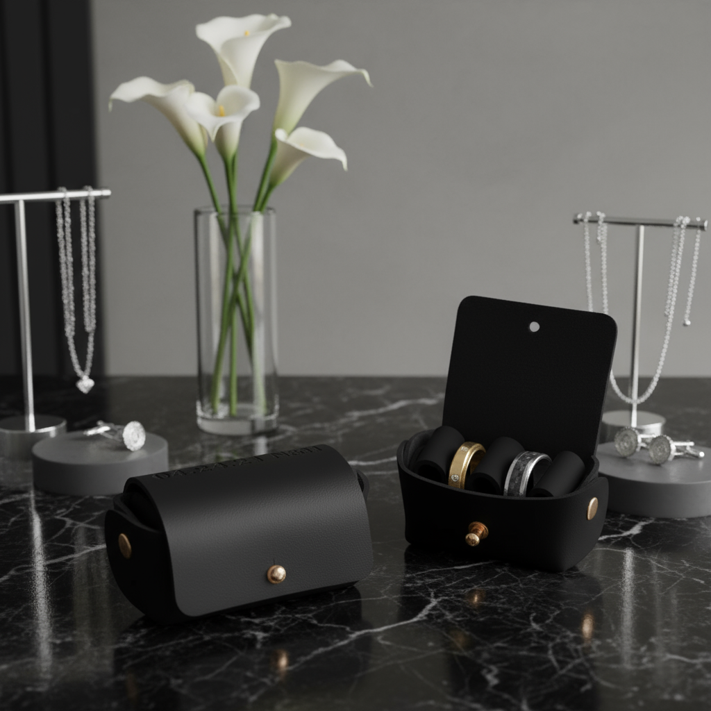 Black Wedding Pouch on Marble