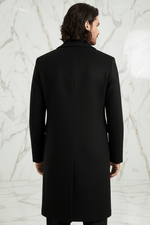 Black Wool Coat - Back - Full Marble