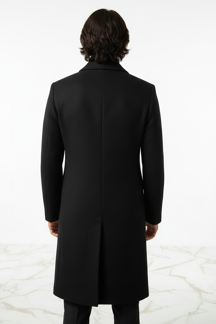 Black Wool Coat - Back