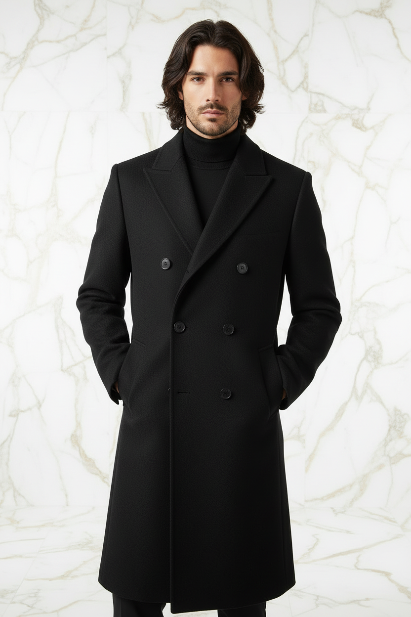 Black Wool Coat - Front