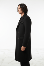 Black Wool Coat - Left Side