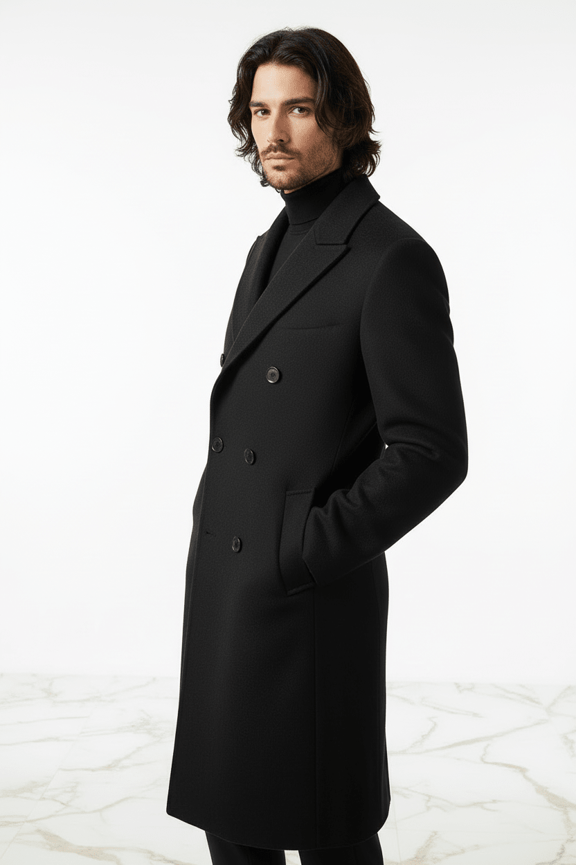 Black Wool Coat - Left