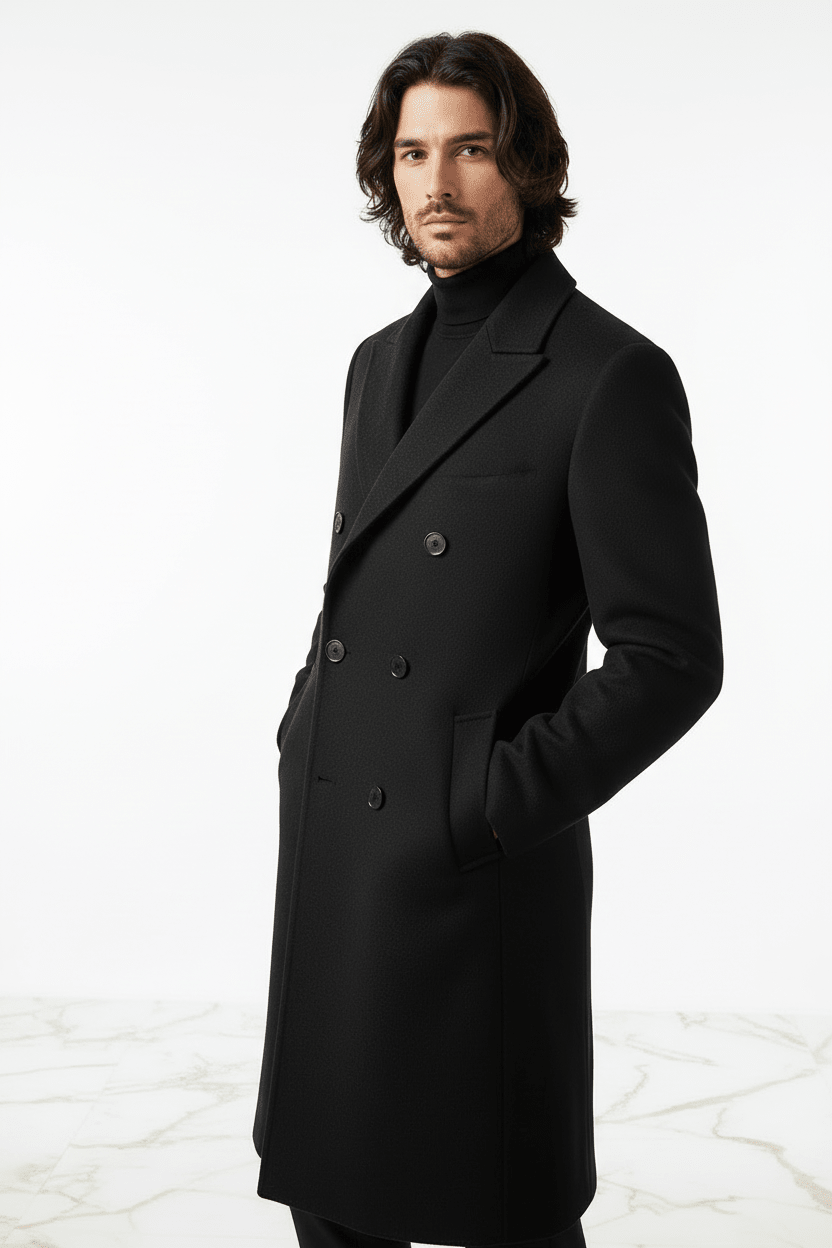 Black Wool Coat - Right