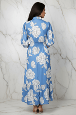 Blue Floral Dress - Back View