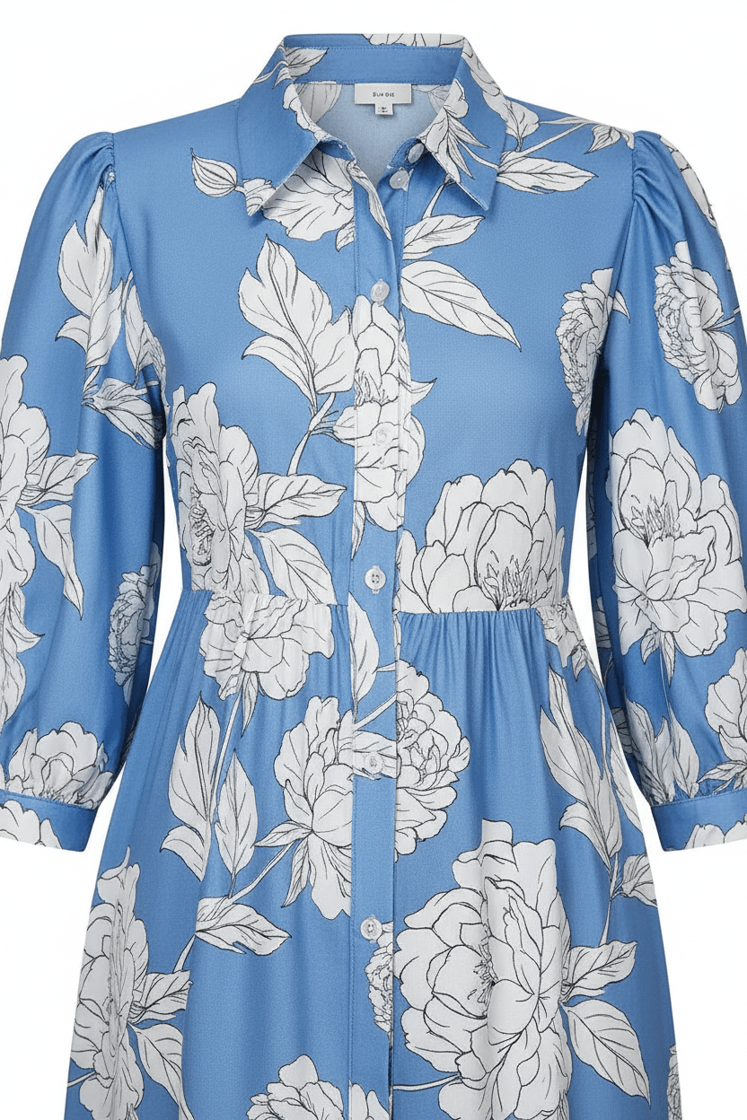 Blue Floral Dress - Complete Collar Detail