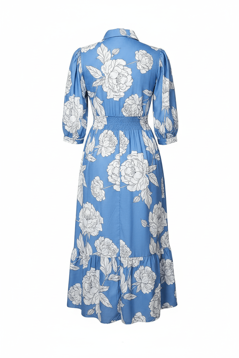Blue Floral Dress - Ghost Mannequin Back