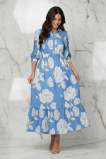 Blue Floral Dress - Lifting Skirt