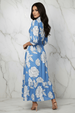 Blue Floral Dress - Over Shoulder