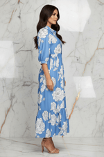 Blue Floral Dress - Side View