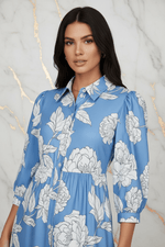 Blue Floral Dress - Upper Body
