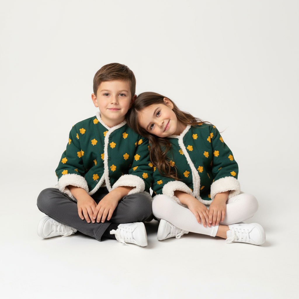 Boy and girl studio portrait