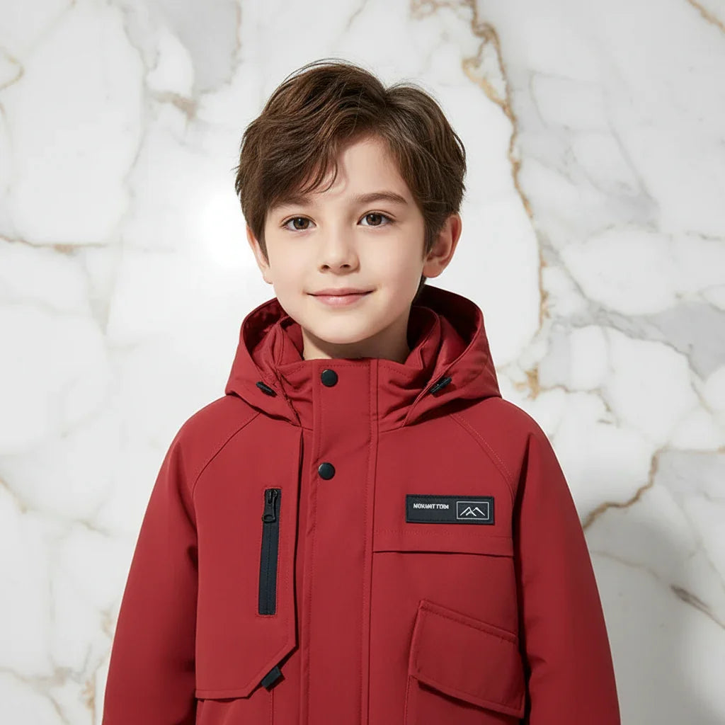 Boy in Red Jacket - Close-up Upper Body