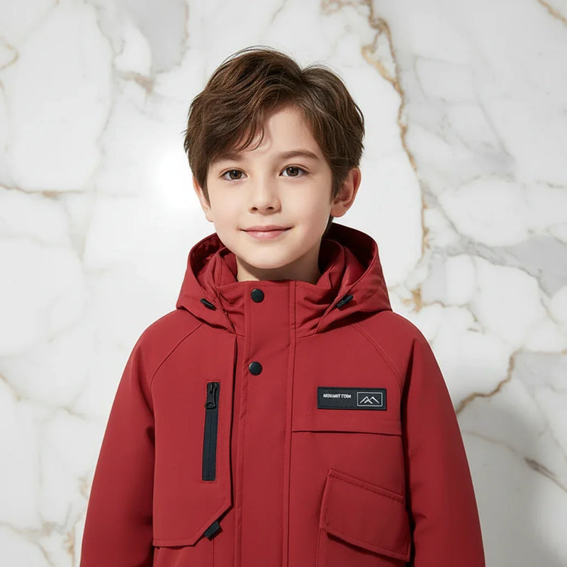 Boy in Red Jacket - Close-up Upper Body
