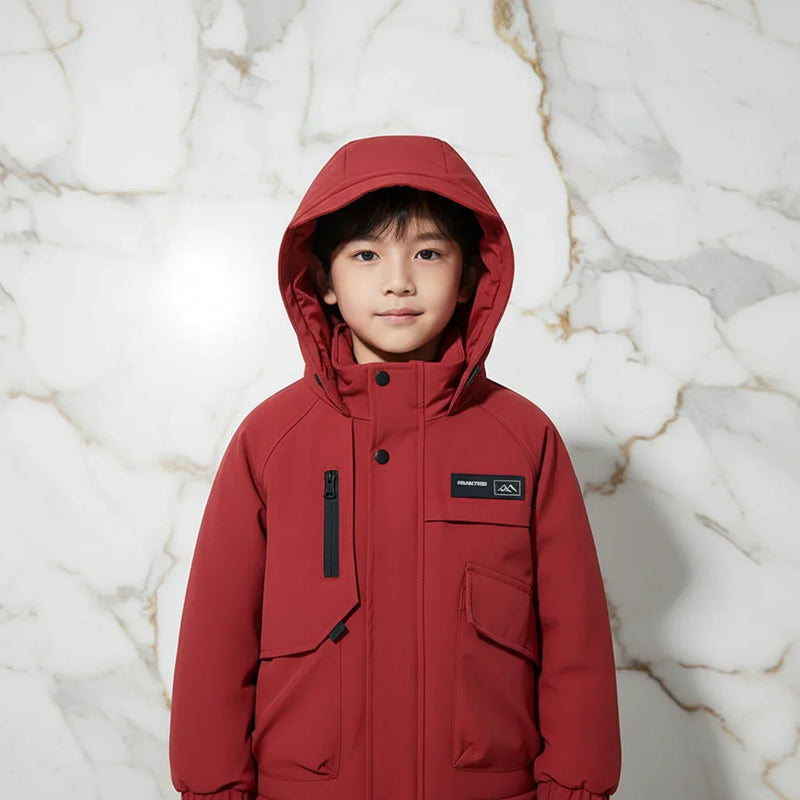 Boy in Red Jacket - Hood Up