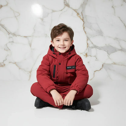 Boy in Red Jacket - Sitting Pose