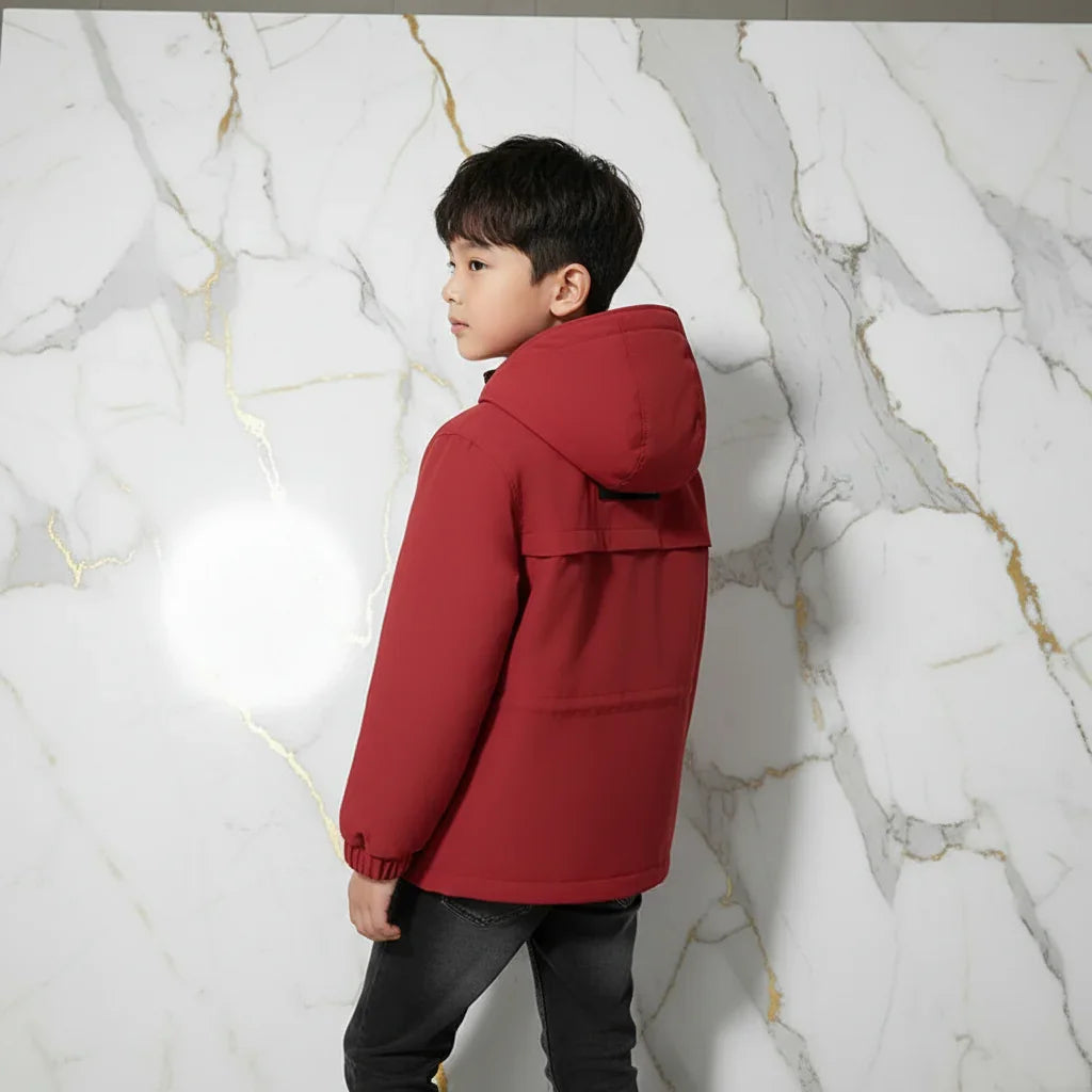 Boy in Red Jacket - Three Quarter Back