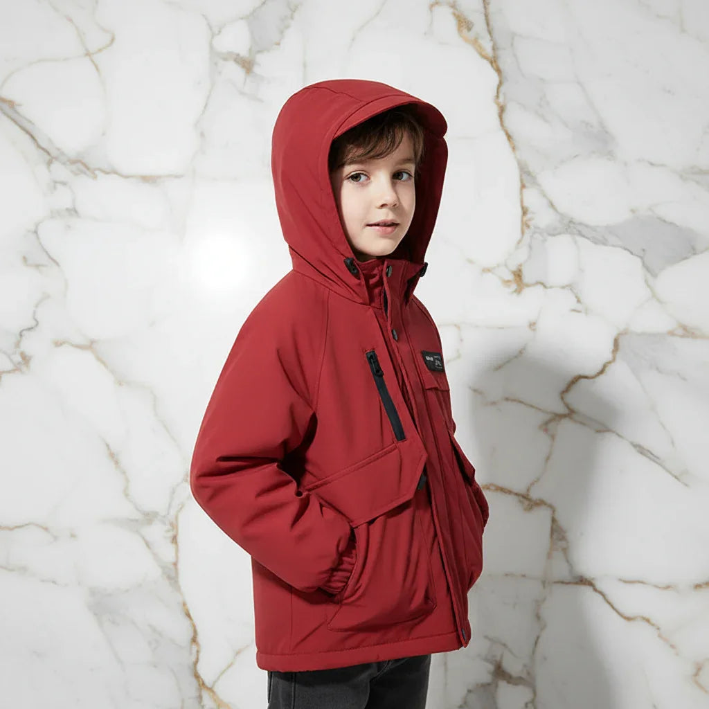 Boy in Red Jacket - Three Quarter Front