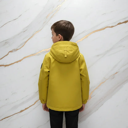 Boy in Yellow Jacket - Back View