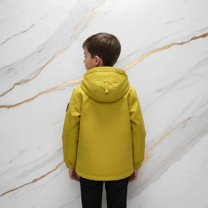 Boy in Yellow Jacket - Back View