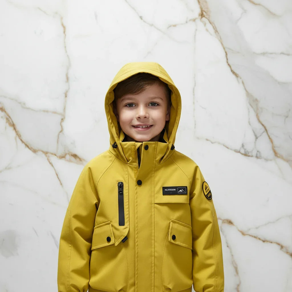 Boy in Yellow Jacket - Close-up Upper Body