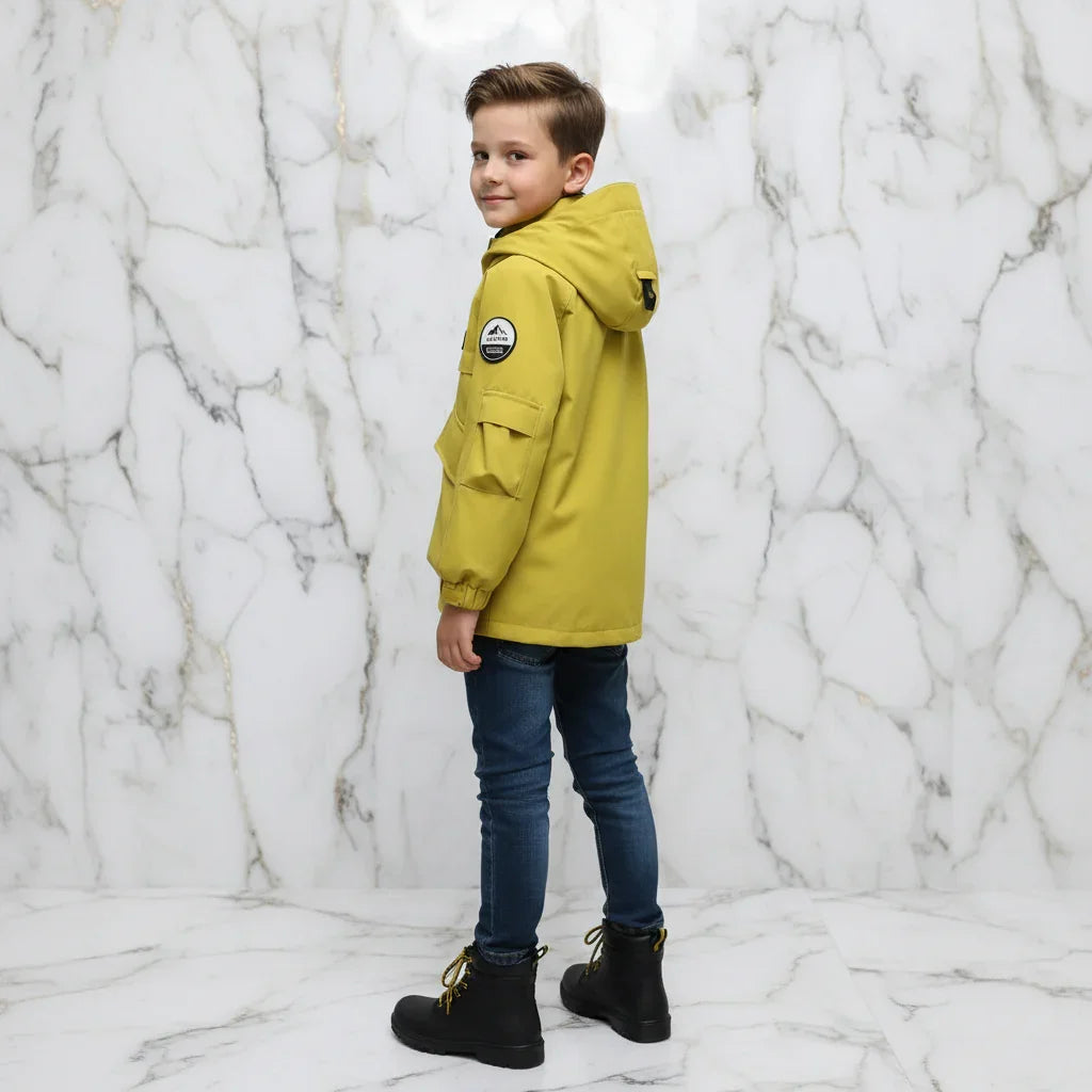 Boy in Yellow Jacket - Opposite Side View