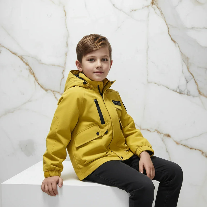 Boy in Yellow Jacket - Sitting Pose