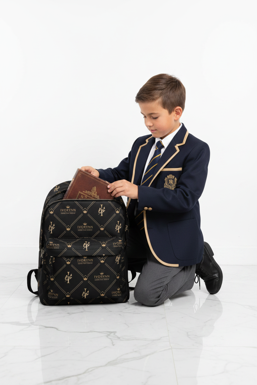 Boy Opening Backpack
