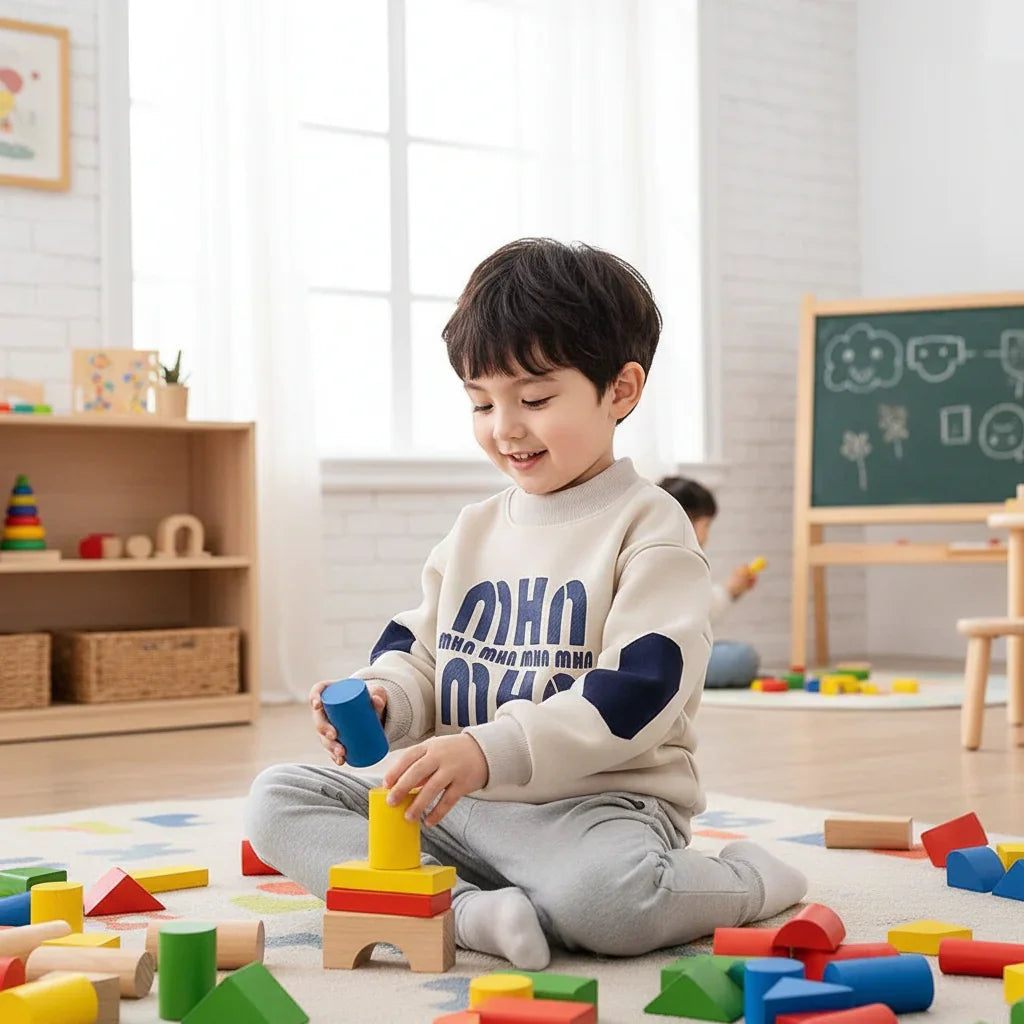 Boy playing with blocks
