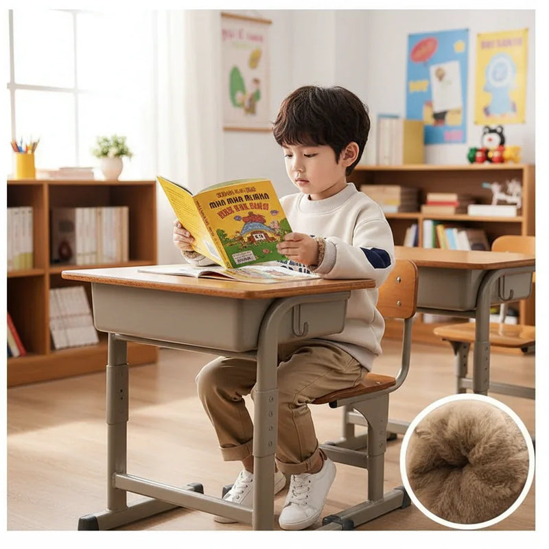 Boy reading at desk