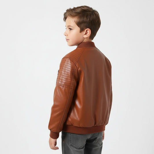 Boys Fleece-Lined Zip-Up Chocolate Jacket