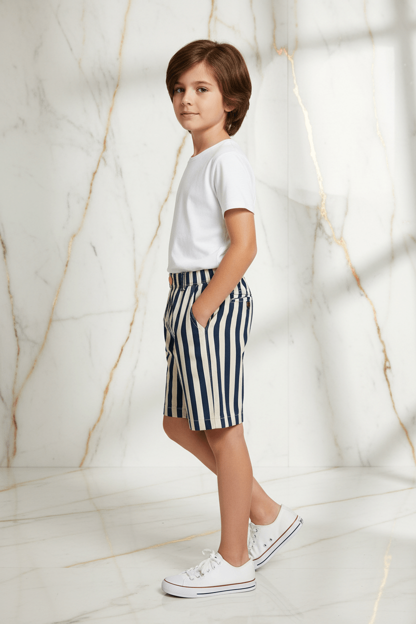 Boy striped shorts - left side