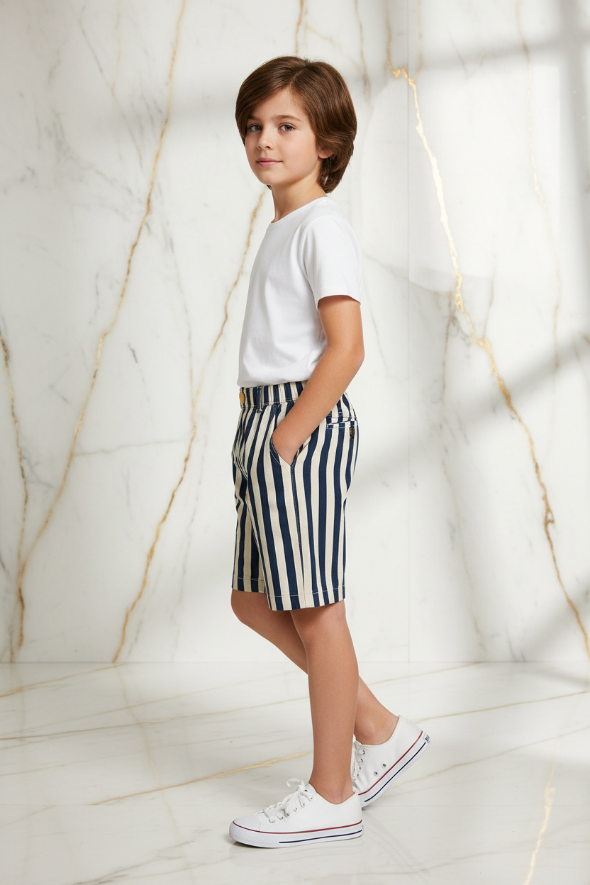 Boy striped shorts - left side