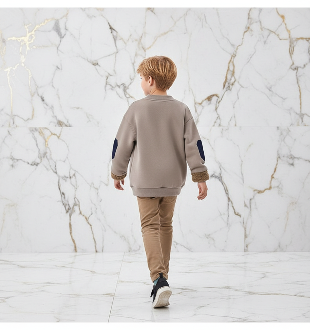 Boy walking away showing movement