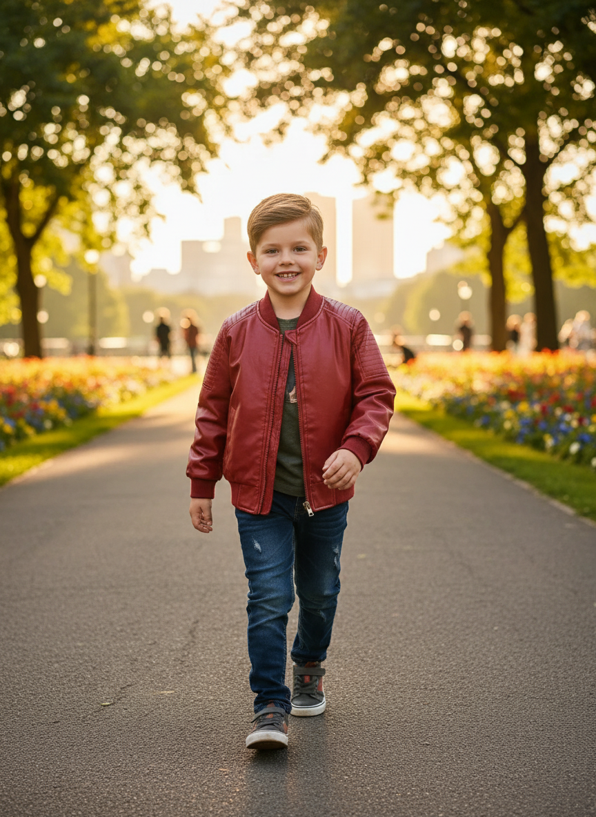 Boy walking in park