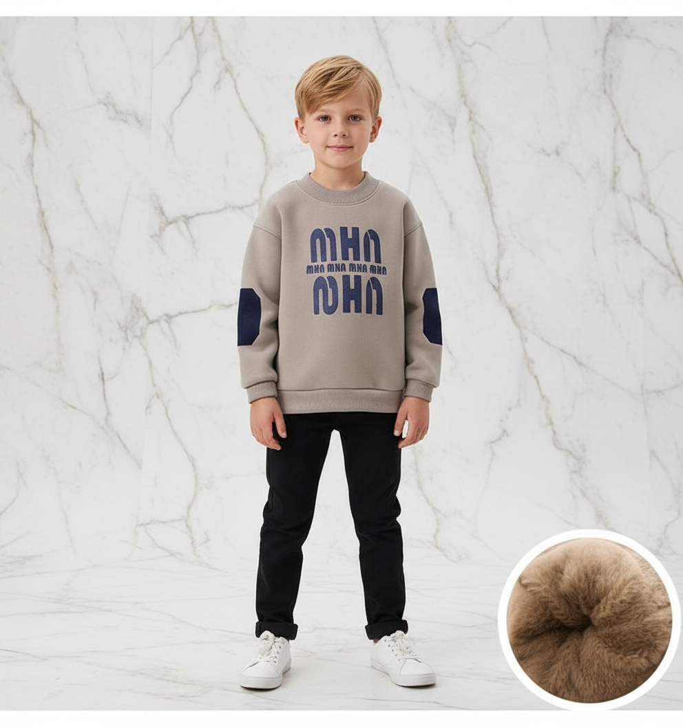 Boy wearing sweater - front view