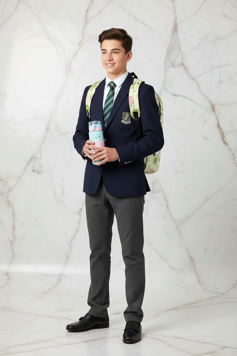 Boy with backpack both shoulders