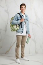 Boy with backpack front view