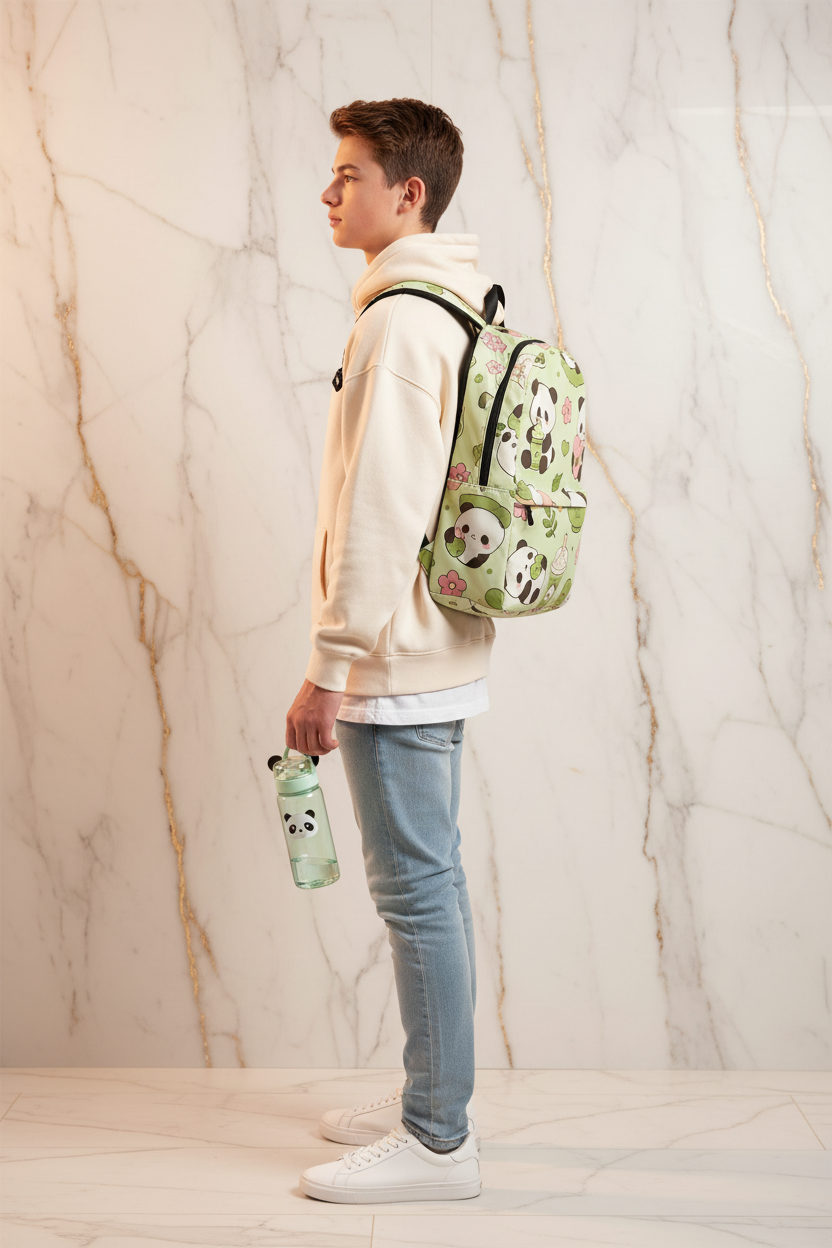 Boy with backpack side view