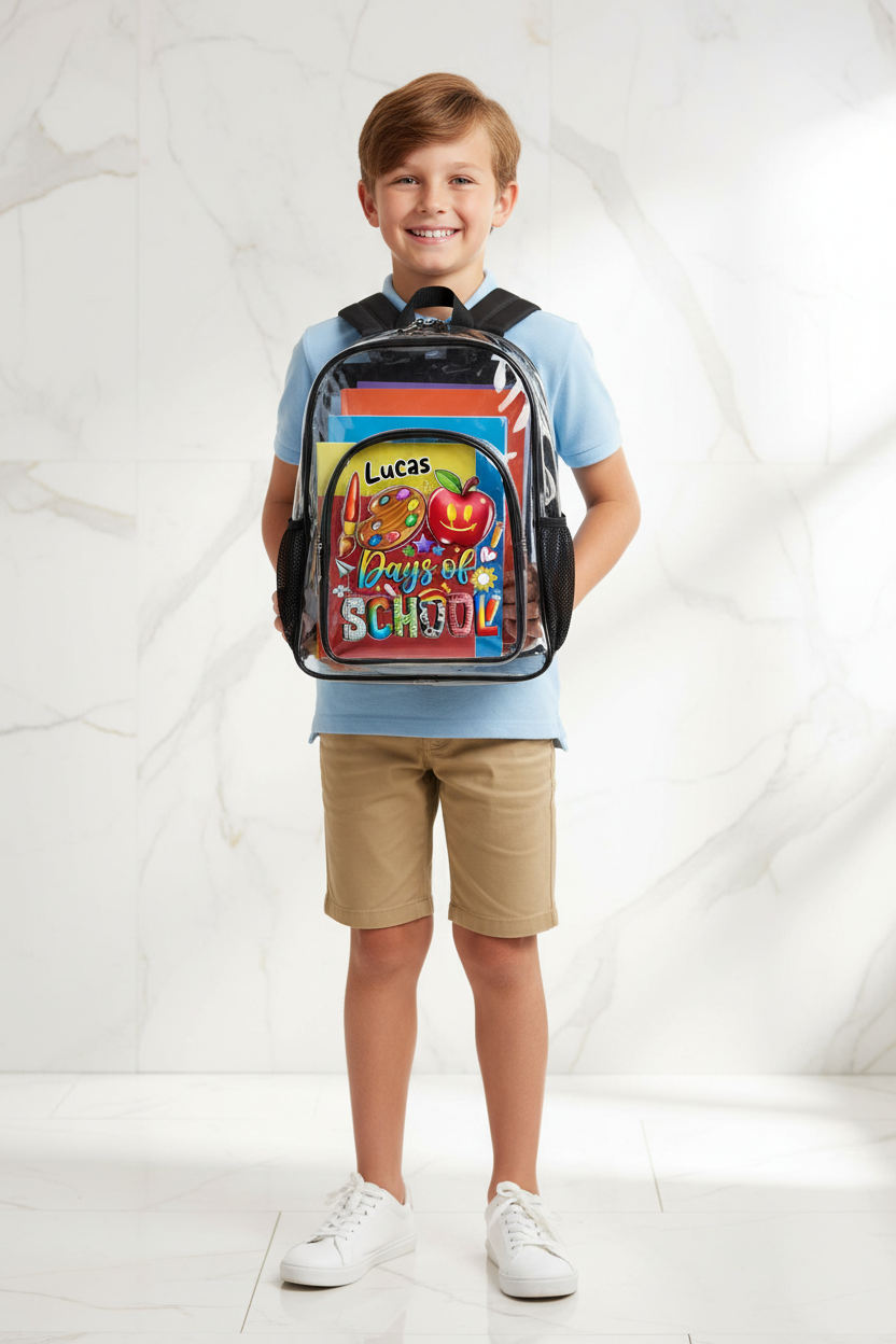 Boy with Clear Backpack - Front