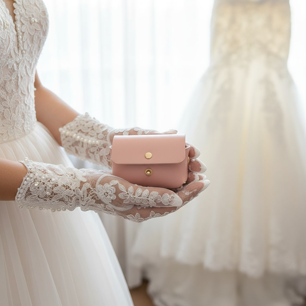 Bride Holding Wedding Pouch