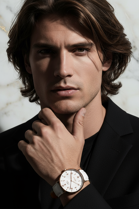 Brown hair flowing - hand near face