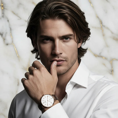 Brown hair flowing - hand near face